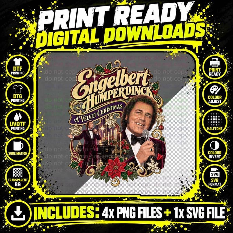 Engelbert Humperdinck Vintage Velvet Christmas Lounge Png SVG Digital Bundle