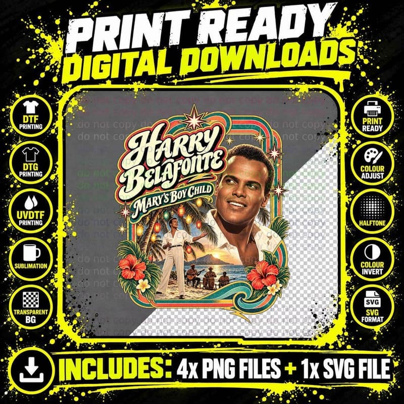 Harry Belafonte Mary's Boy Child Vintage Caribbean Png SVG Digital Bundle