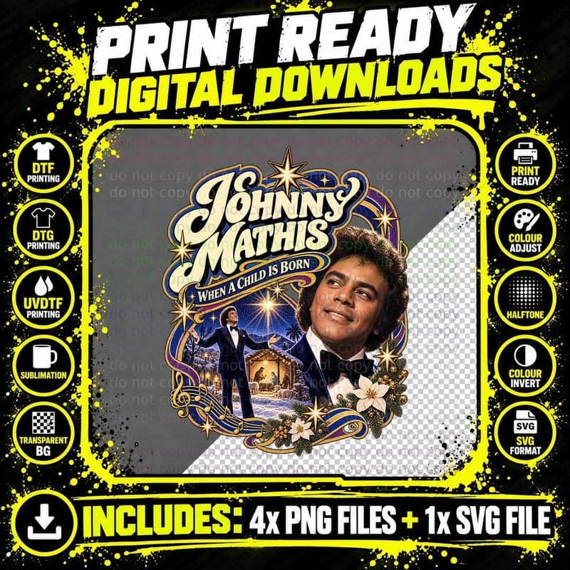 Johnny Mathis When a Child Is Born Vintage Retro Crooner Png SVG Digital Bundle