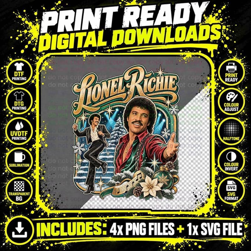Lionel 80s Soul Singer All Night Long Christmas Retro Disco Music T-Shirt Png SVG Digital Bundle