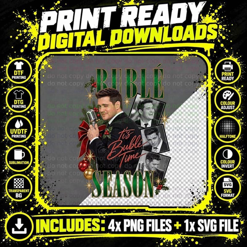 Michael Bublé Vintage Bublé Season Christmas Jazz Png SVG Digital Bundle