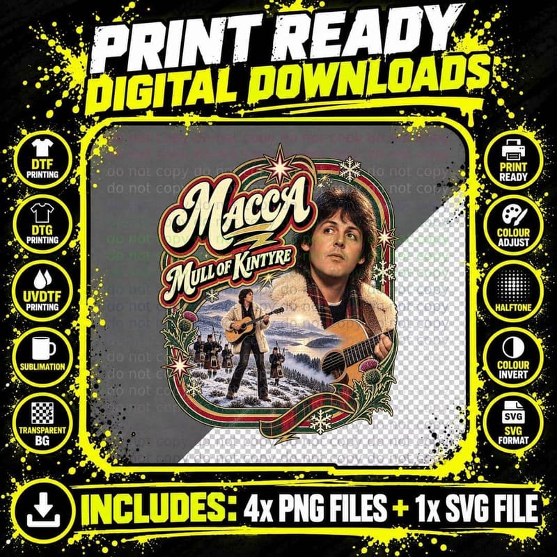Paul McCartney Mull of Kintyre Vintage Macca Scottish Png SVG Digital Bundle