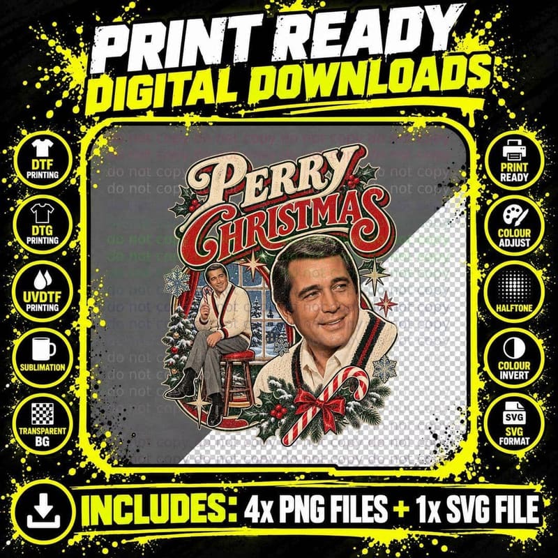 Perry Christmas 50s Crooner Holiday TV Special Vintage Retro Singer T-Shirt Png SVG Digital Bundle