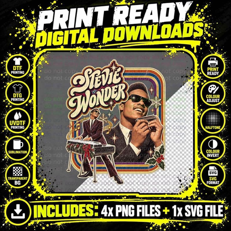 Stevie Wonder Someday at Christmas Retro T-Shirt Png SVG Digital Bundle