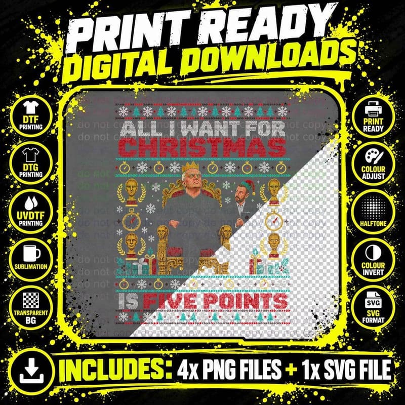 Taskmaster Ugly Sweater Greg Davies Alex Horne Five Png SVG Digital Bundle