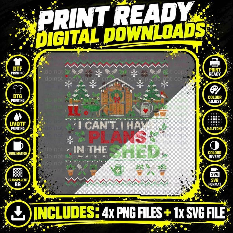 Garden Shed Christmas Ugly Sweater I Have Plans In The Png SVG Digital Bundle