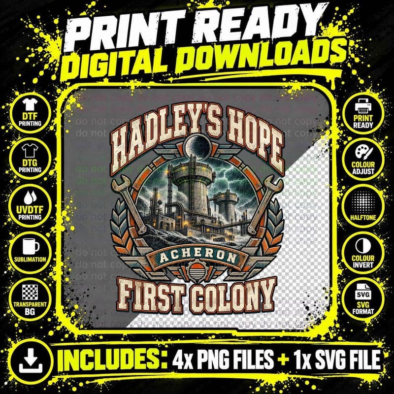 Hadley's Hope Acheron First Colony Vintage 80s Sci Fi Space Marines T-Shirt Png SVG Digital Bundle