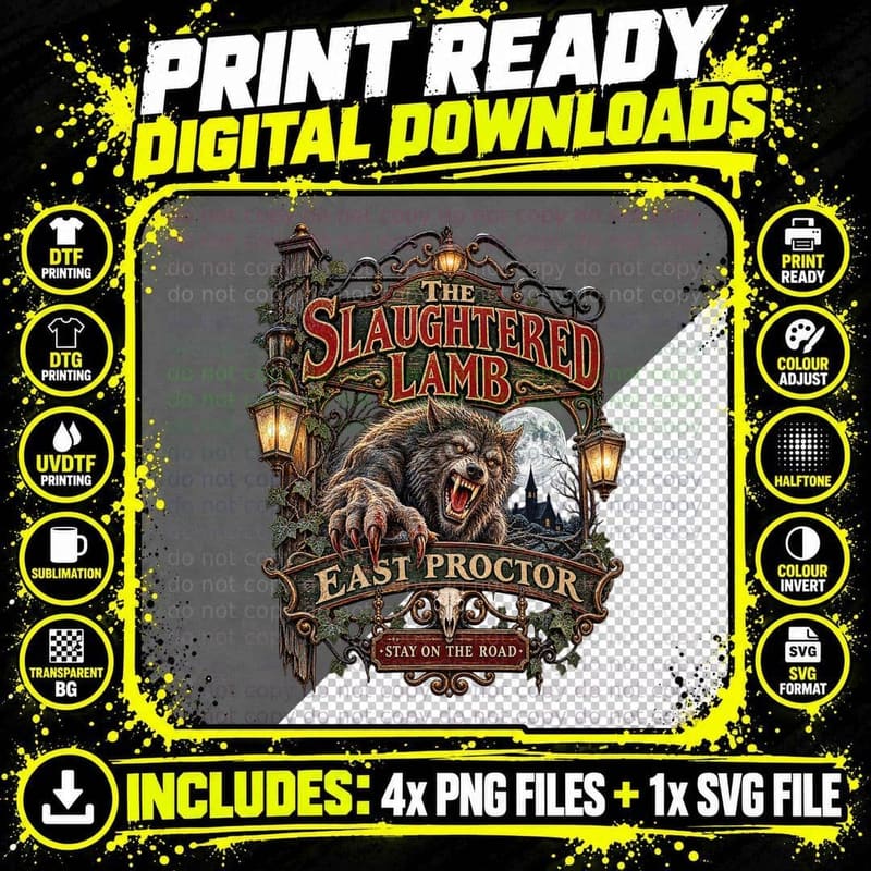 An American Werewolf in London Retro Slaughtered Lamb Png SVG Digital Bundle
