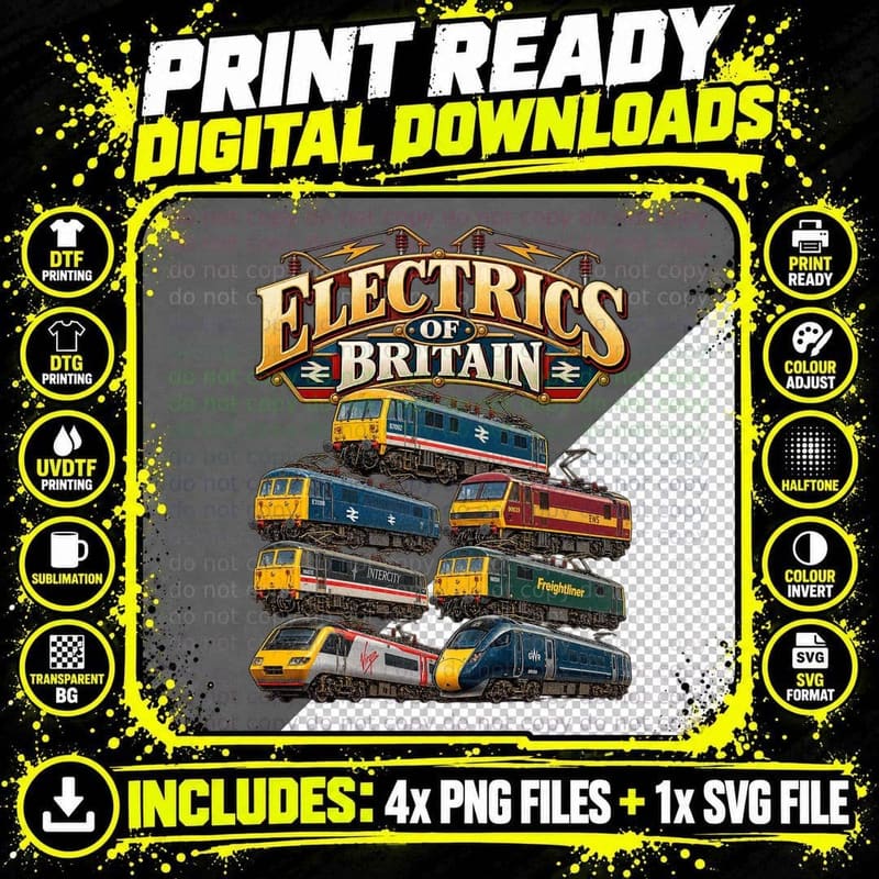 British Electric Locomotives Vintage Railway Png SVG Digital Bundle