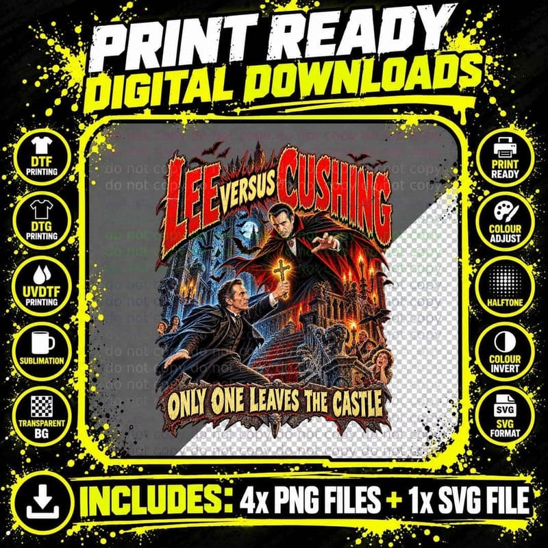 Christopher Lee Peter Cushing Dracula Hammer Horror Png SVG Digital Bundle