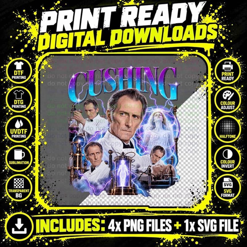 Frankenstein Created Woman Vintage Peter Cushing Gothic Png SVG Digital Bundle