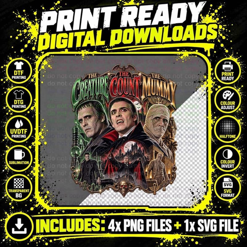 Hammer Horror Vintage Christopher Lee Frankenstein Png SVG Digital Bundle