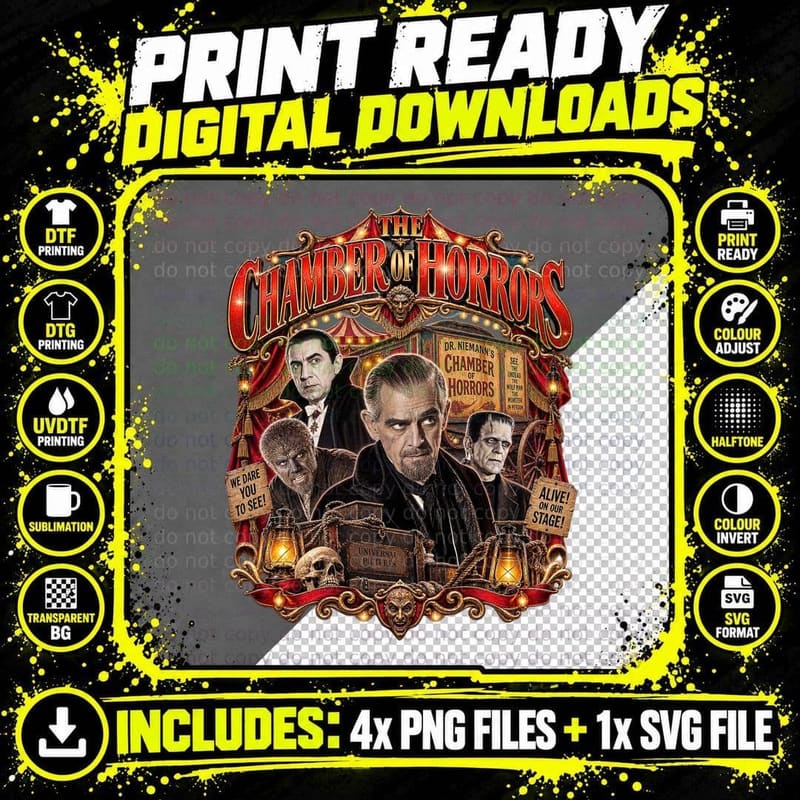House of Frankenstein Vintage Boris Karloff Dr Niemann Png SVG Digital Bundle