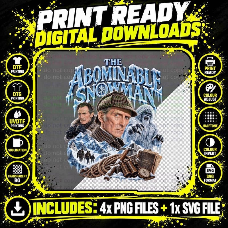 The Abominable Snowman Vintage Peter Cushing 1957 Hammer Png SVG Digital Bundle