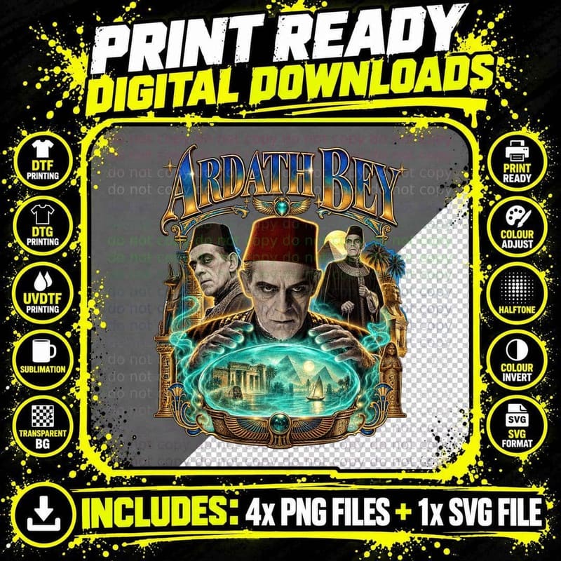 Ardath Bey Boris 30s Egyptian Mummy Sorcerer Vintage Classic Horror T-Shirt Png SVG Digital Bundle