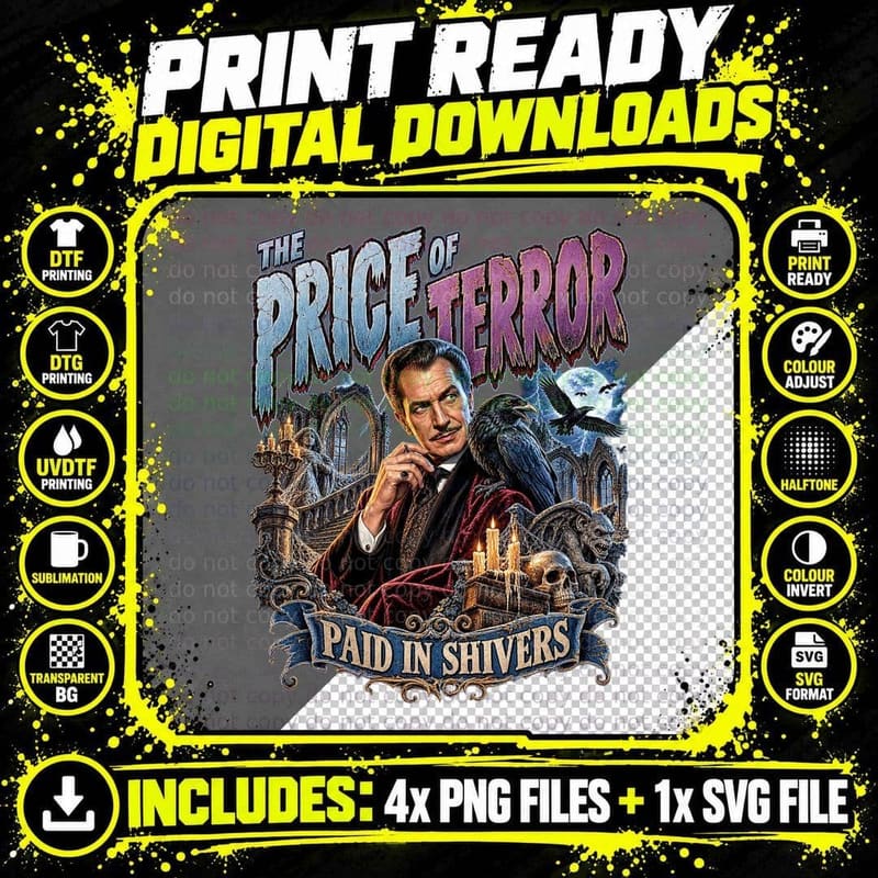 Vincent Price Edgar Allan Poe Gothic Horror Vintage Png SVG Digital Bundle