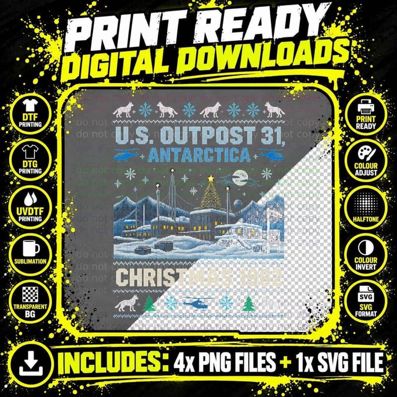 Outpost 31 Antarctica Christmas Ugly Sweater The Thing Png SVG Digital Bundle