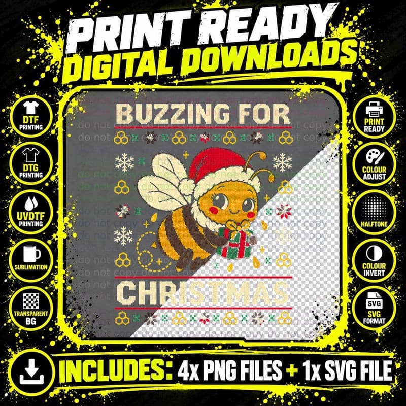 Beekeeper Christmas Ugly Sweater Honey Bee Beekeeping Png SVG Digital Bundle