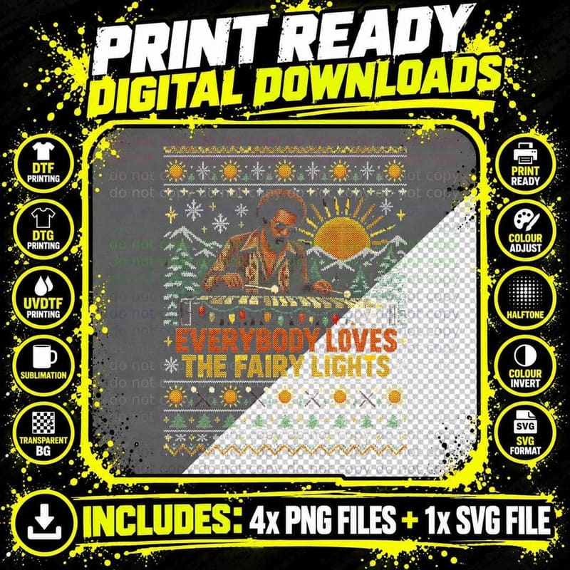 Roy Ayers Ugly Sweater Christmas Jazz Funk Fairy Lights Png SVG Digital Bundle