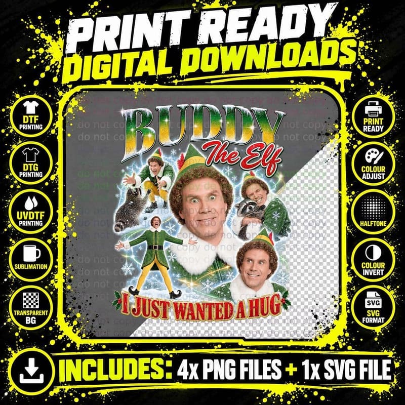 Elf Movie Christmas Classic Retro Vintage Funny Fan Png SVG Digital Bundle