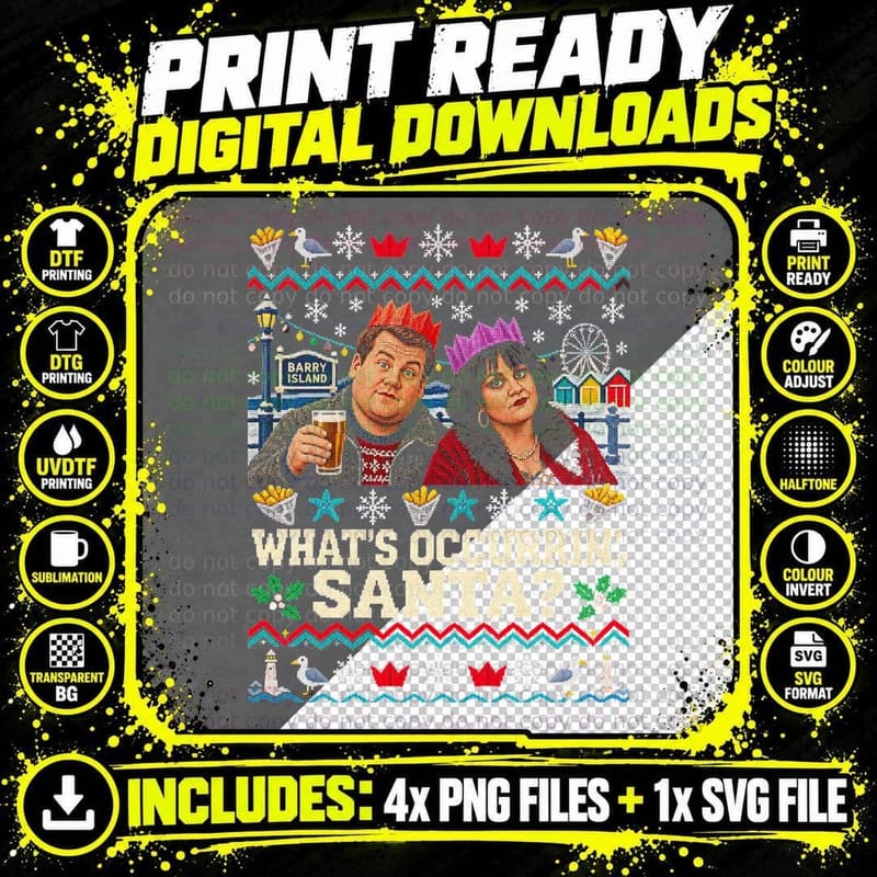 Gavin and Stacey Smithy Nessa Christmas Ugly Sweater Png SVG Digital Bundle