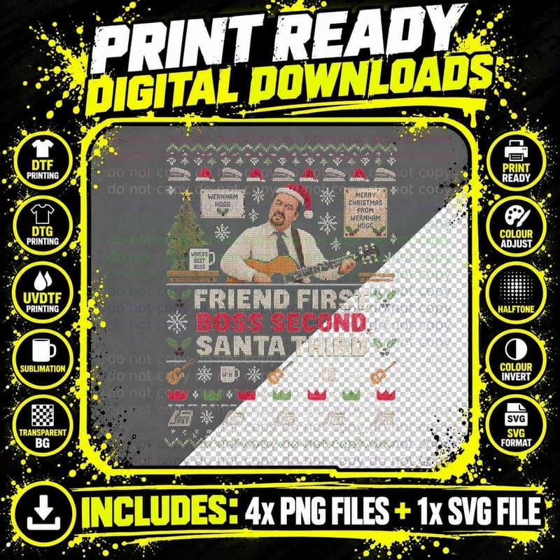 The Office UK Ugly Sweater David Brent Christmas British Png SVG Digital Bundle