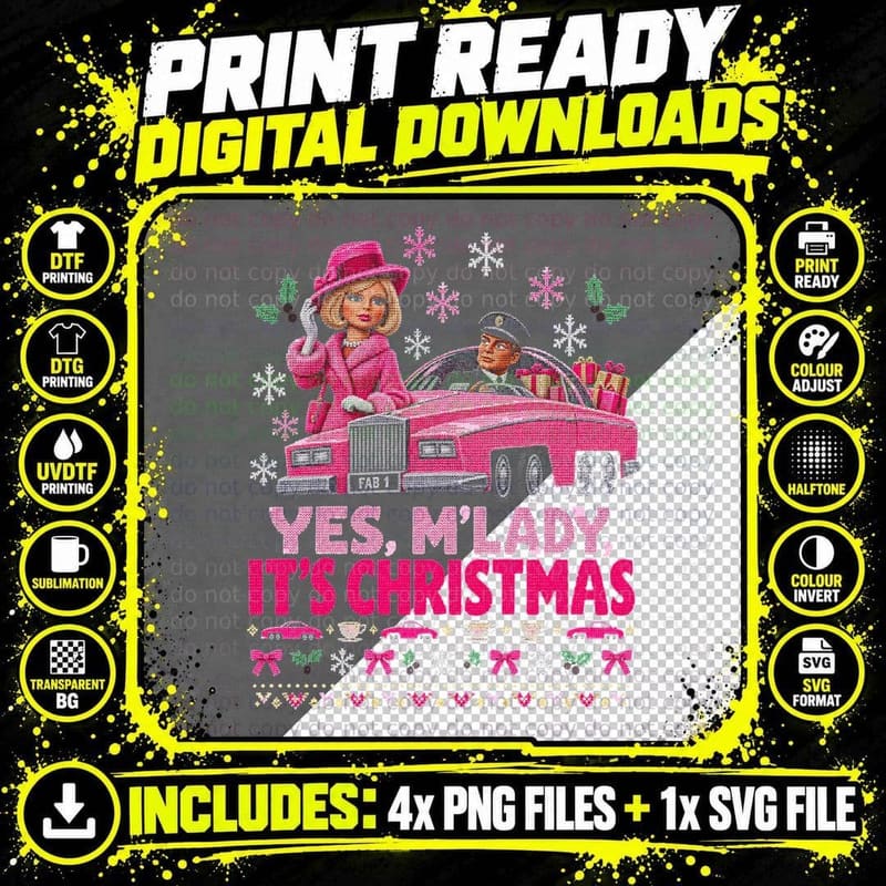 Thunderbirds Ugly Sweater Lady Penelope Parker FAB 1 Png SVG Digital Bundle