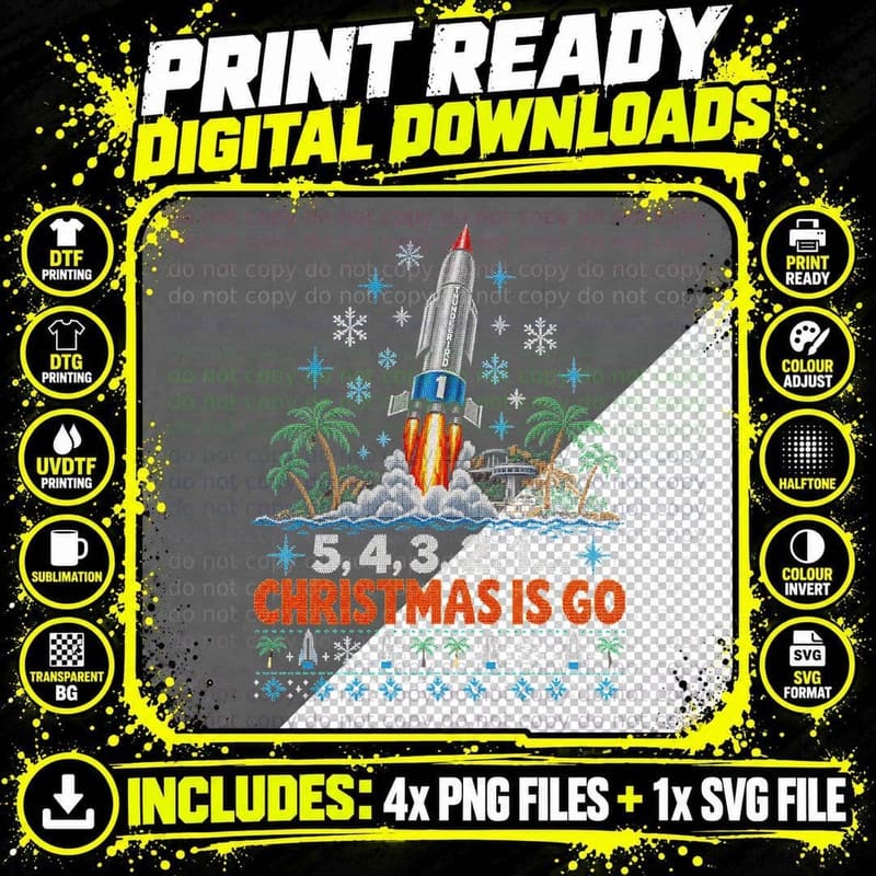 Thunderbirds Ugly Sweater Thunderbird 1 Christmas Retro Png SVG Digital Bundle
