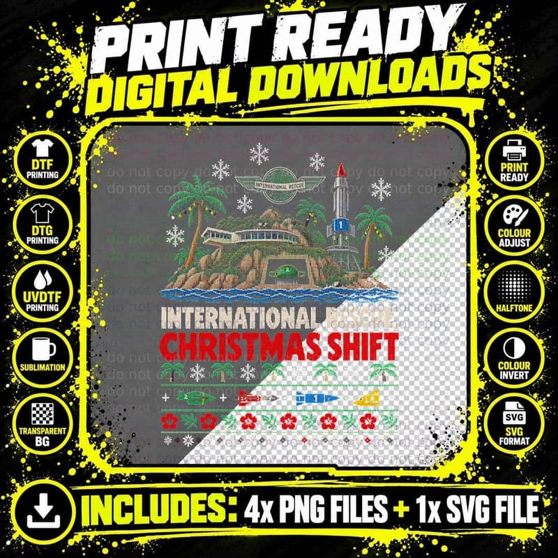 Thunderbirds Ugly Sweater Tracy Island International Png SVG Digital Bundle