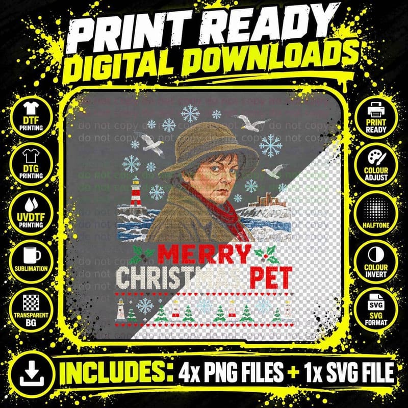 Vera Stanhope Brenda Blethyn Christmas Sweater Detective Png SVG Digital Bundle