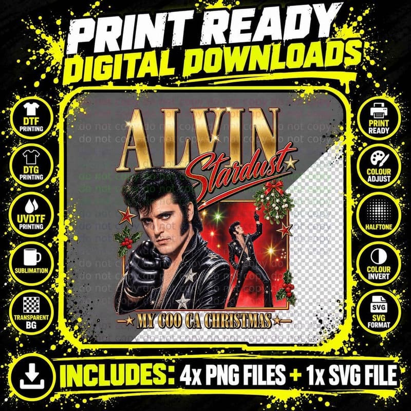 Alvin Stardust Vintage My Coo Ca Christmas 70s Glam Rock Png SVG Digital Bundle