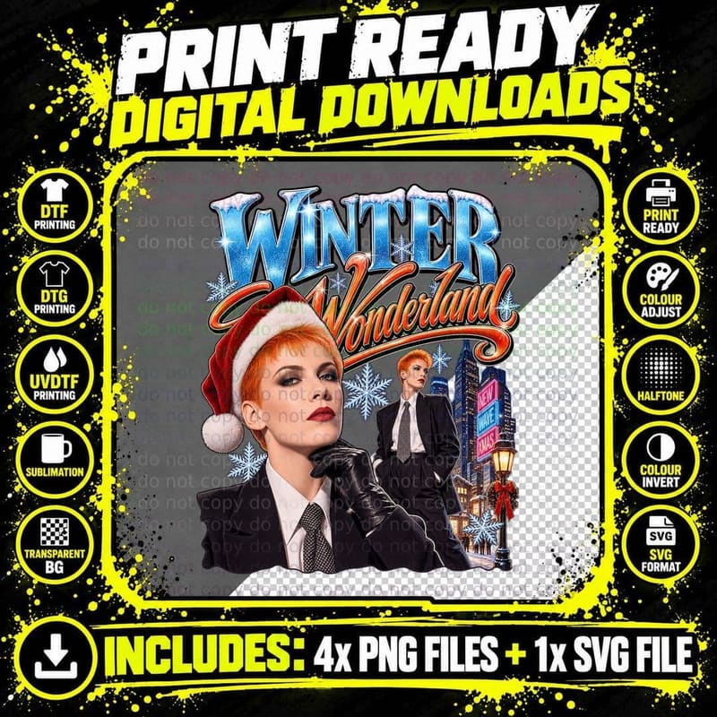 Annie Lennox Eurythmics Winter Wonderland Christmas Png SVG Digital Bundle