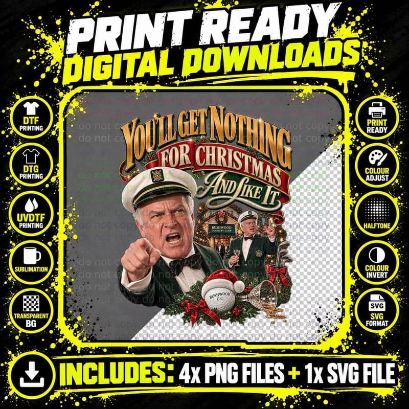 Caddyshack Vintage Judge Smails Christmas Golf Comedy Png SVG Digital Bundle