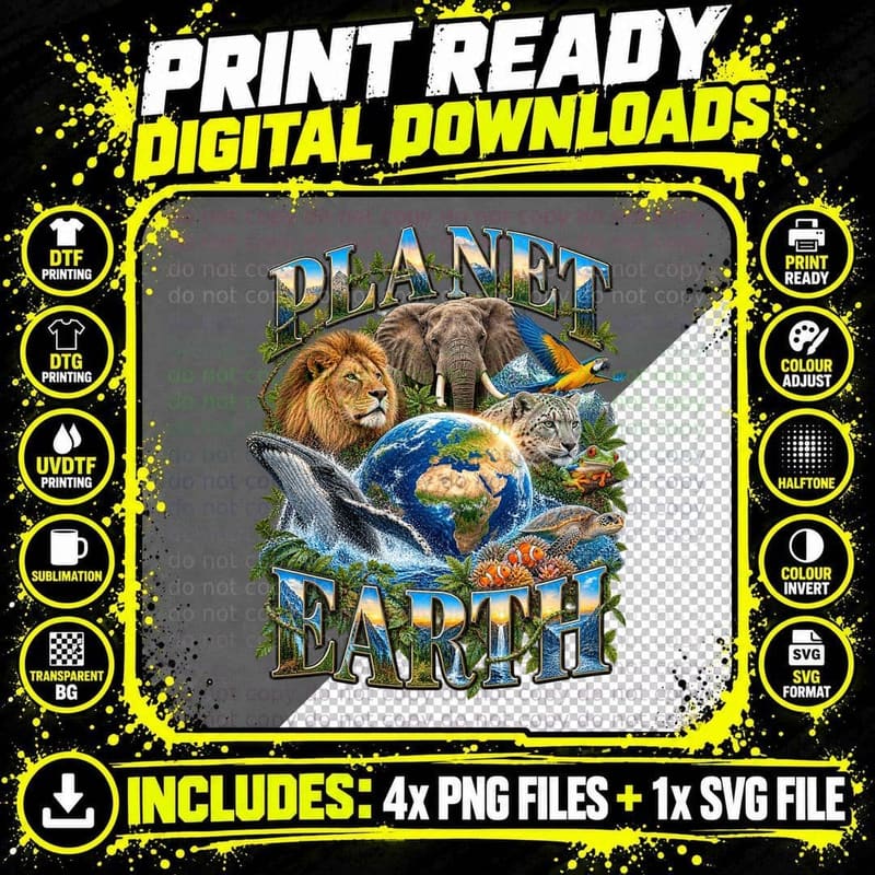 David Attenborough Planet Earth Vintage Collage Nature Png SVG Digital Bundle