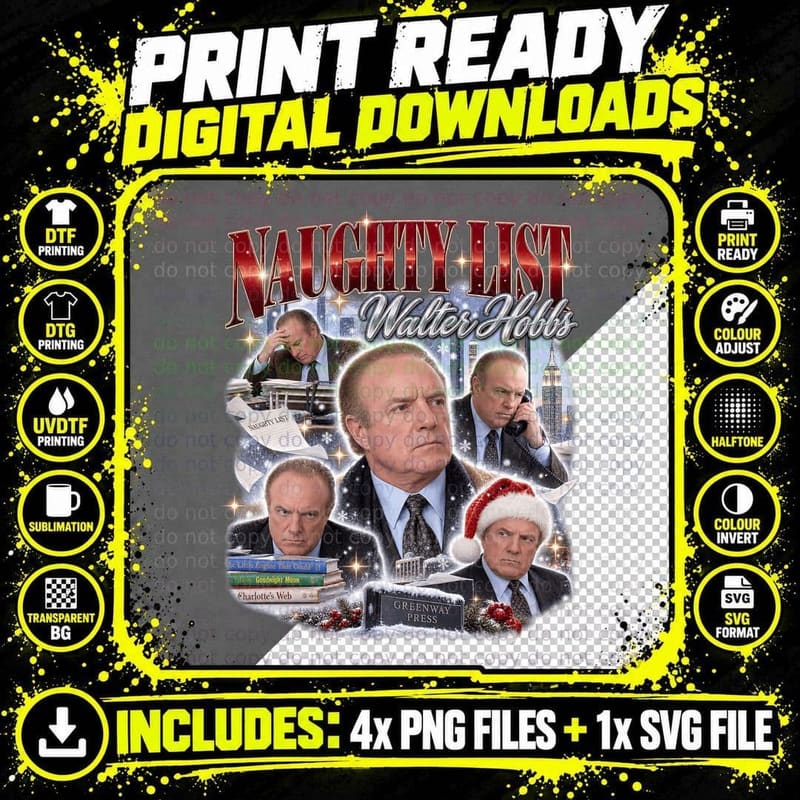 Elf Retro Bootleg Walter Hobbs James Caan Naughty List Png SVG Digital Bundle