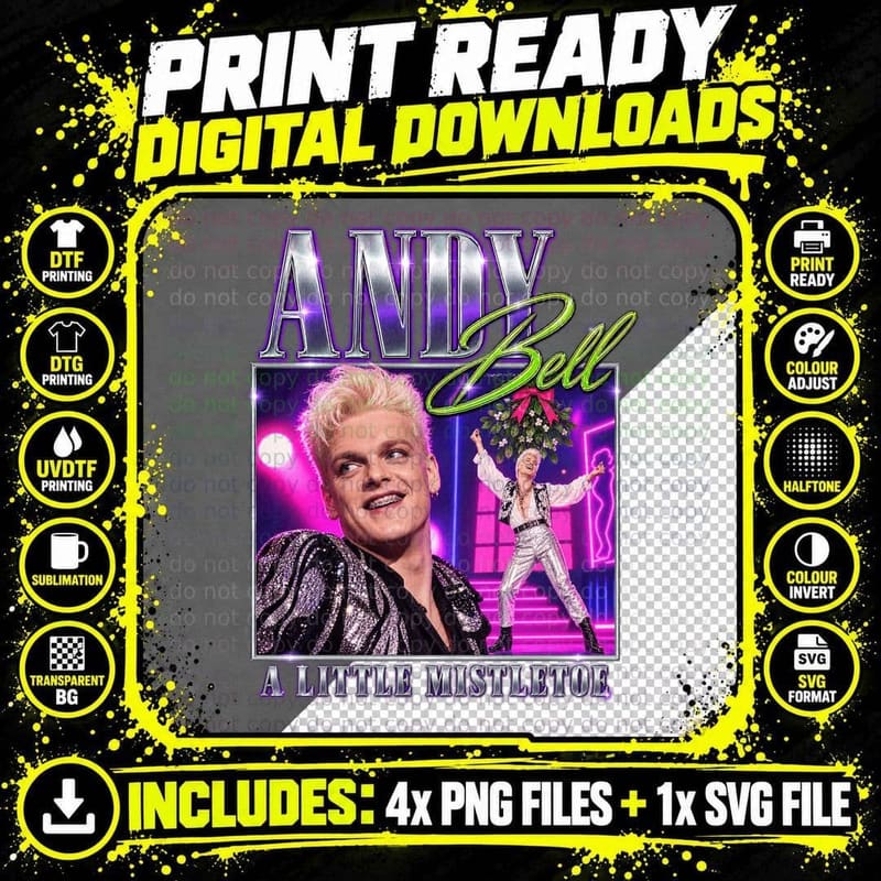 Erasure Vintage Andy Bell A Little Mistletoe 80s Synth Png SVG Digital Bundle