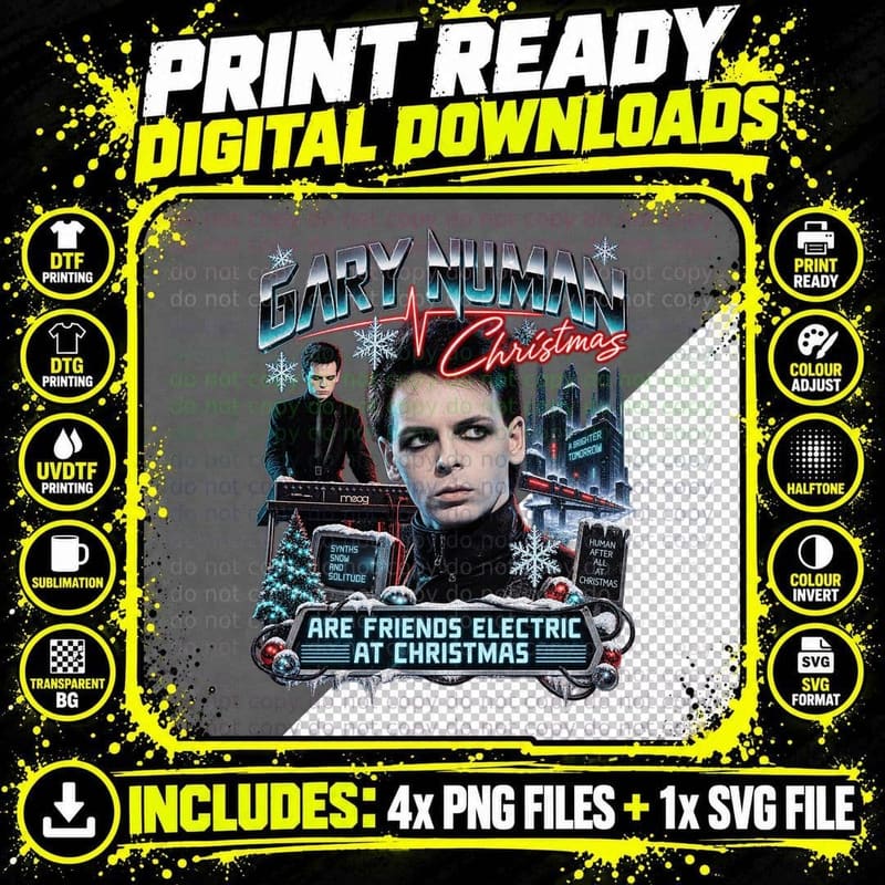 Gary Numan Are Friends Electric at Christmas Retro Synth Png SVG Digital Bundle