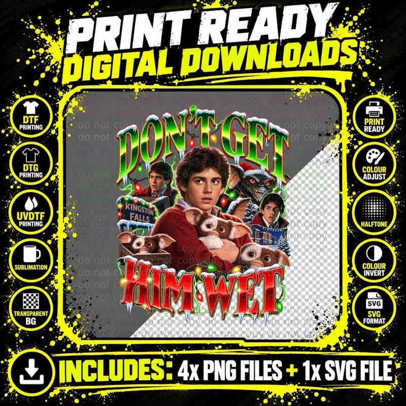 Gremlins Retro Collage Billy Peltzer Gizmo Dont Get Him Png SVG Digital Bundle