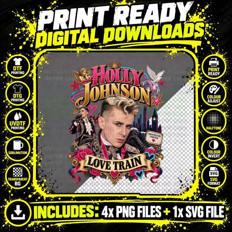 Holly Johnson Love Train Christmas Retro 80s Pop Music Png SVG Digital Bundle
