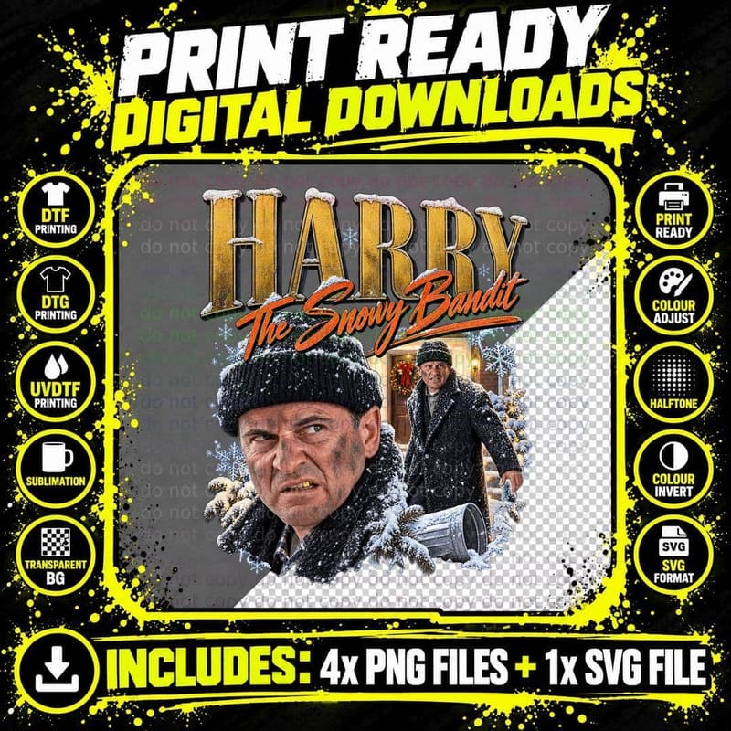 Home Alone Vintage Harry Wet Bandits Christmas Movie Png SVG Digital Bundle
