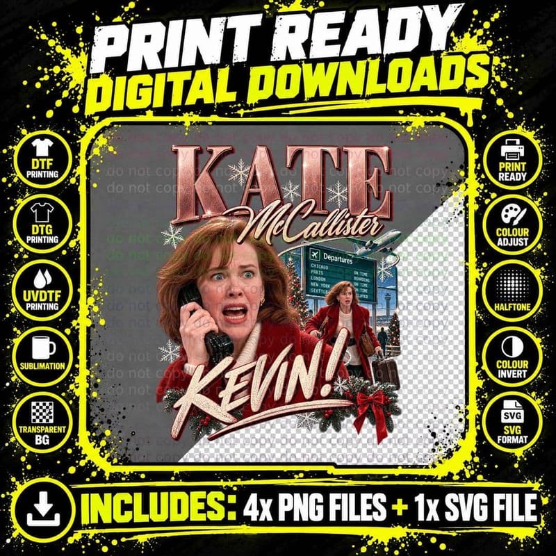 Home Alone Vintage Kate McCallister Christmas Movie Png SVG Digital Bundle