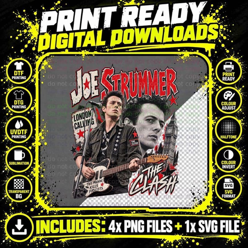 Joe Strummer The Clash London Calling Christmas Punk Png SVG Digital Bundle