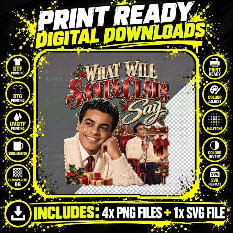 Johnny Mathis What Will Santa Claus Say Vintage Png SVG Digital Bundle