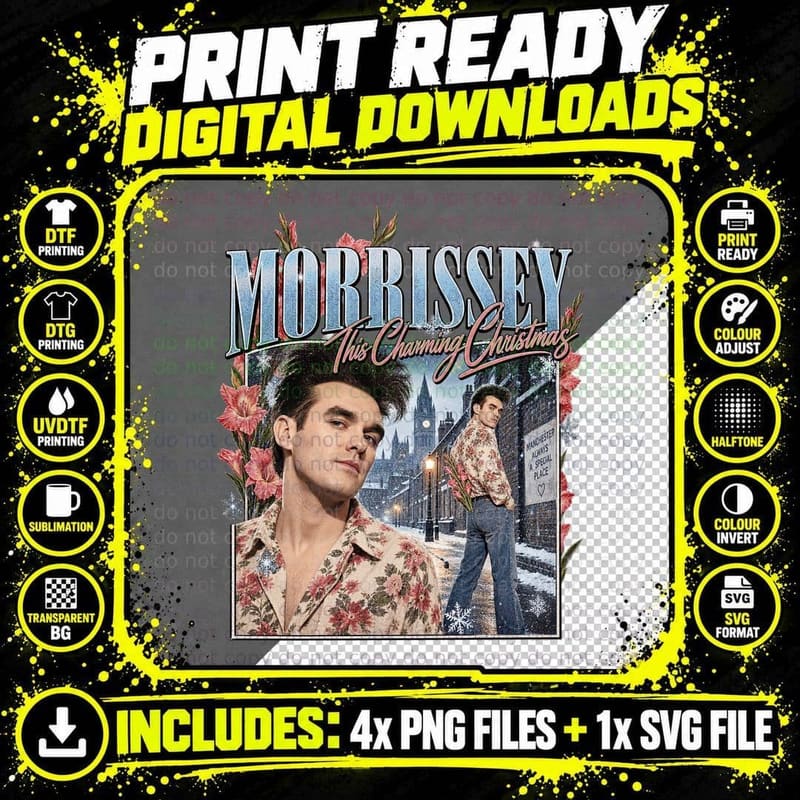 Morrissey This Charming Christmas Retro Indie Music Fan Png SVG Digital Bundle