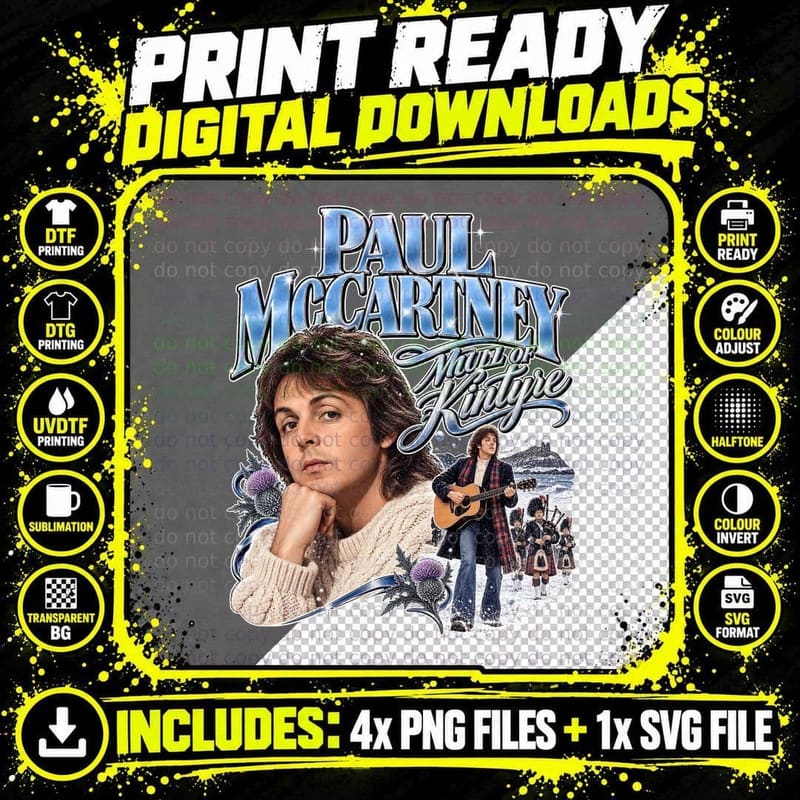 Paul McCartney Mull of Kintyre Vintage Scottish Png SVG Digital Bundle