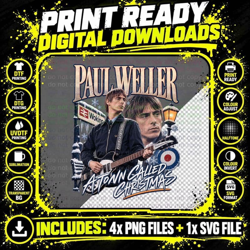 Paul Weller A Town Called Christmas Retro Mod Music Fan Png SVG Digital Bundle