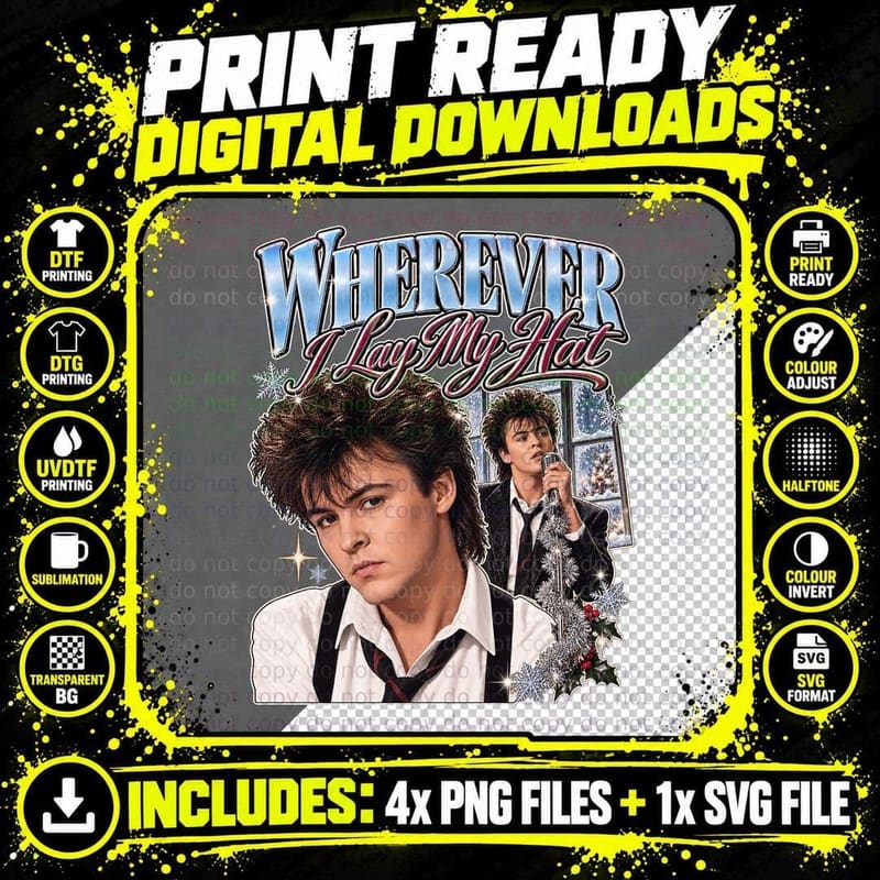 Paul Young Wherever I Lay My Hat Christmas Retro 80s Png SVG Digital Bundle