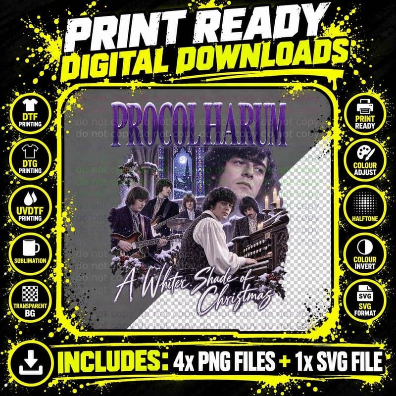 Procol Harum A Whiter Shade of Christmas Vintage 60s Png SVG Digital Bundle