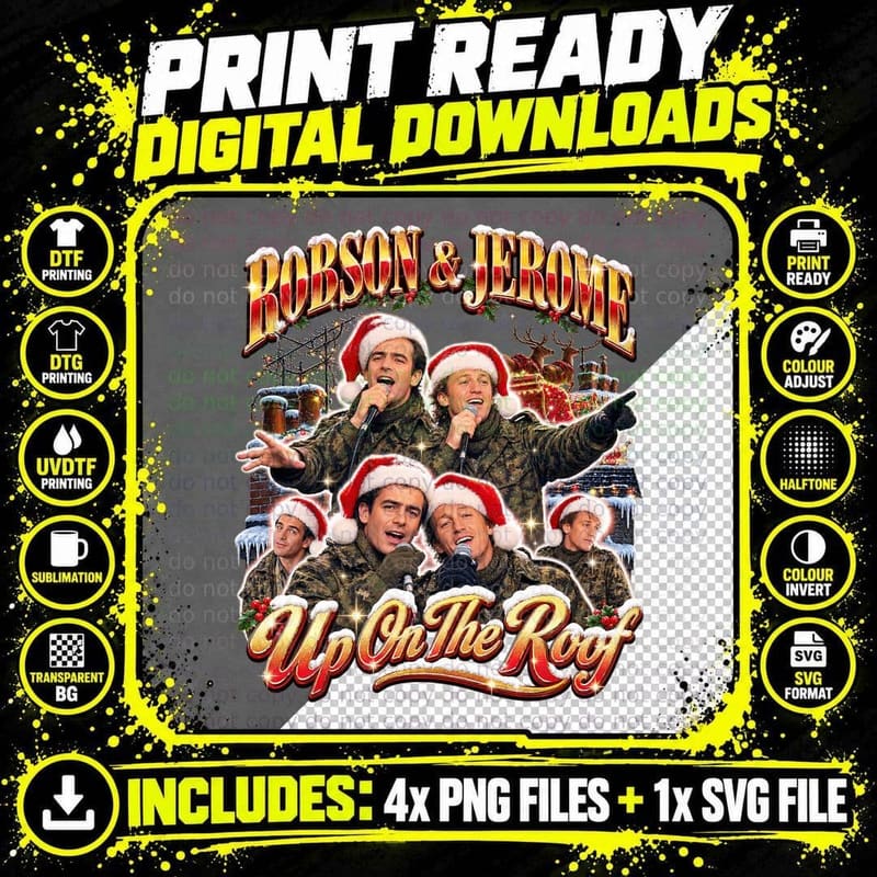 Robson and Jerome 1995 Retro Christmas Military Pop Png SVG Digital Bundle