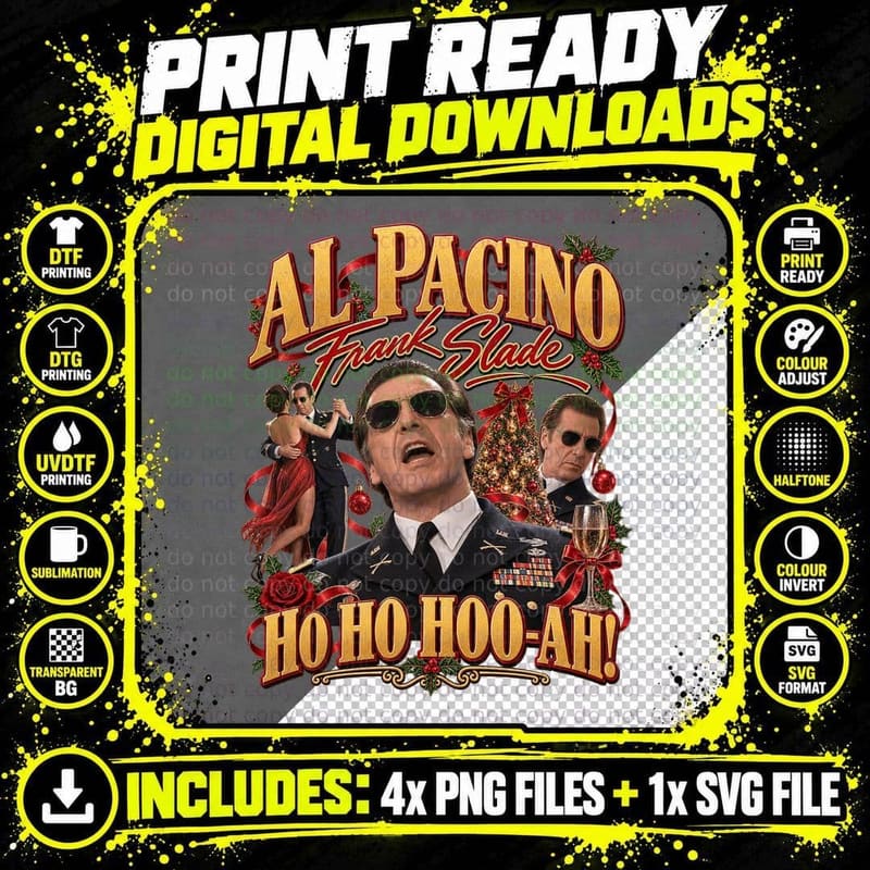 Scent of a Woman Vintage Al Pacino Frank Slade Christmas Png SVG Digital Bundle
